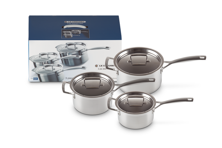 3-ply Stainless Steel 3-piece Saucepan Set