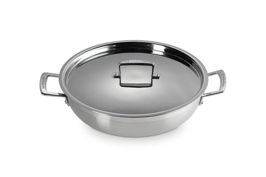 3-ply Stainless Steel Non-Stick Shallow Casserole with Lid